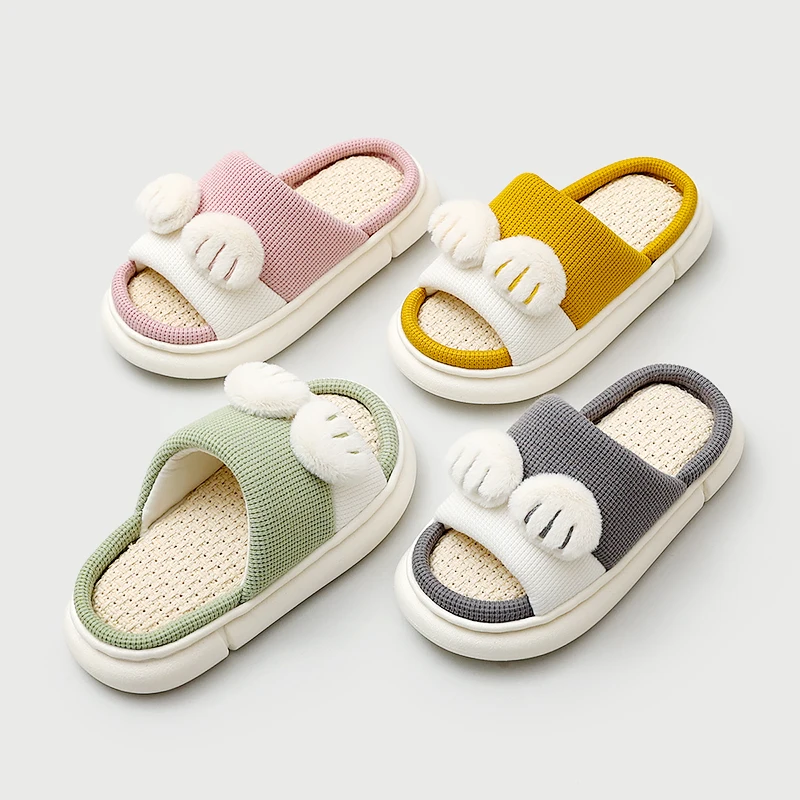 

2022 New Cheerful Mario Children's linen slippers boys girls linen indoor floor non-slip slippers sandals