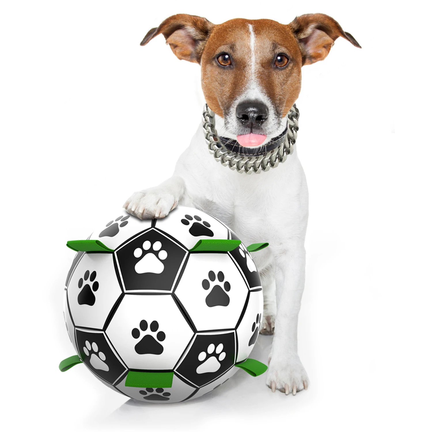 

Tug Toys Pet Interactive Football Soccer Toy Ball For Dog Chewing Black