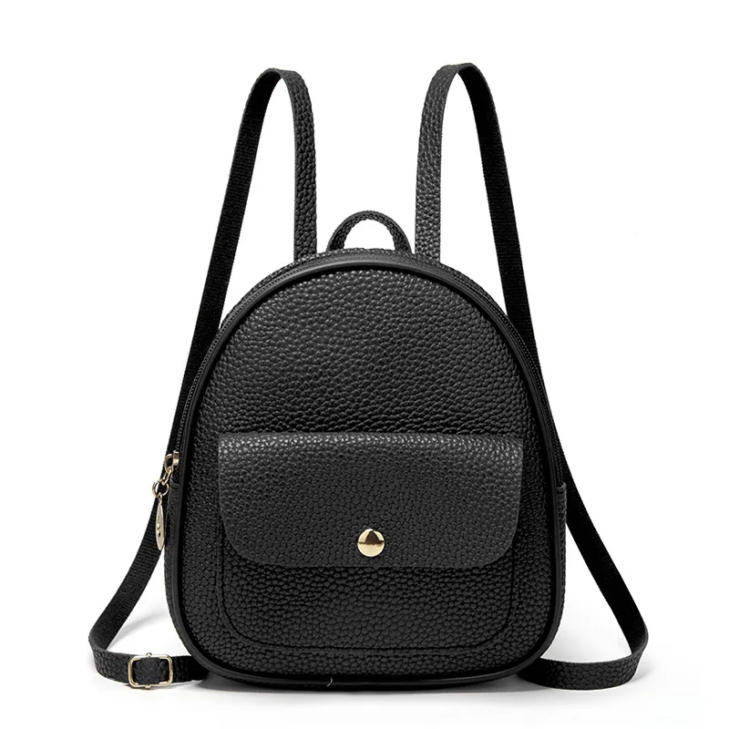 

Fashion exquisite versatile black PU leather small backpacks for women