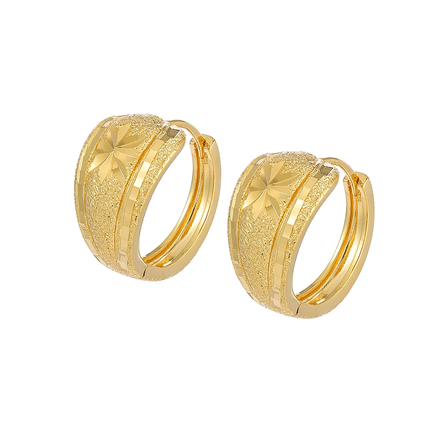 

E-50 Xuping 24K Gold Plated Hypoallergenic Cuff Earrings Small Hoop Huggie Earrings, 24k gold color