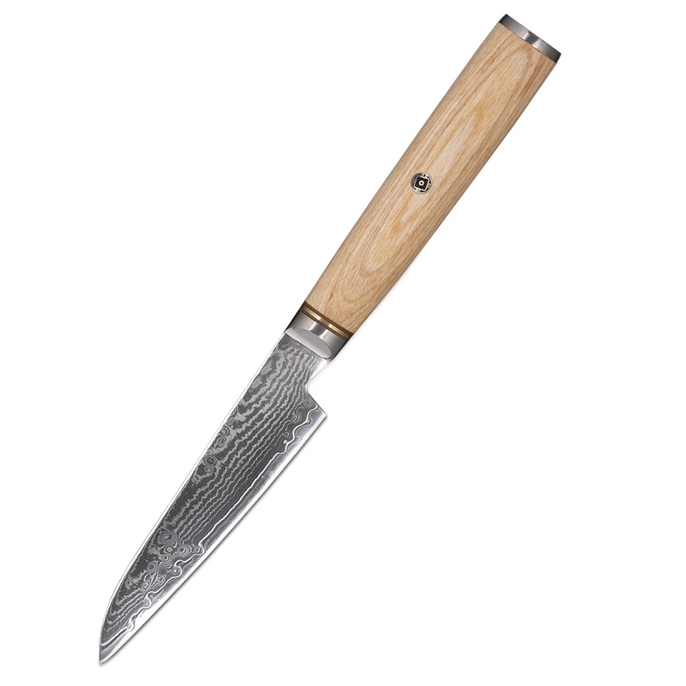 

Amber New Arrivals 3.5 inch Damascus Steel 67 Layers Powder Steel Kitchen Fruit Paring Knife with Pakka Wood Handle