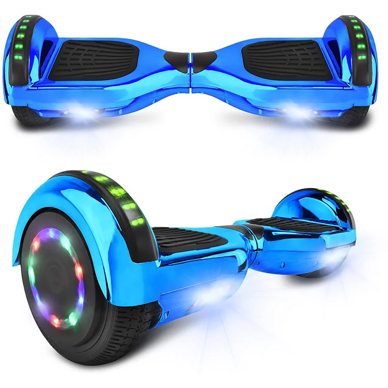 

2022 Electric Smart Self Balancing Scooter chrome color Hover Board LED 6.5 inch Wheels Lights for Kids Adults Safety Certified, Blue /purple / redblue fire/blue space