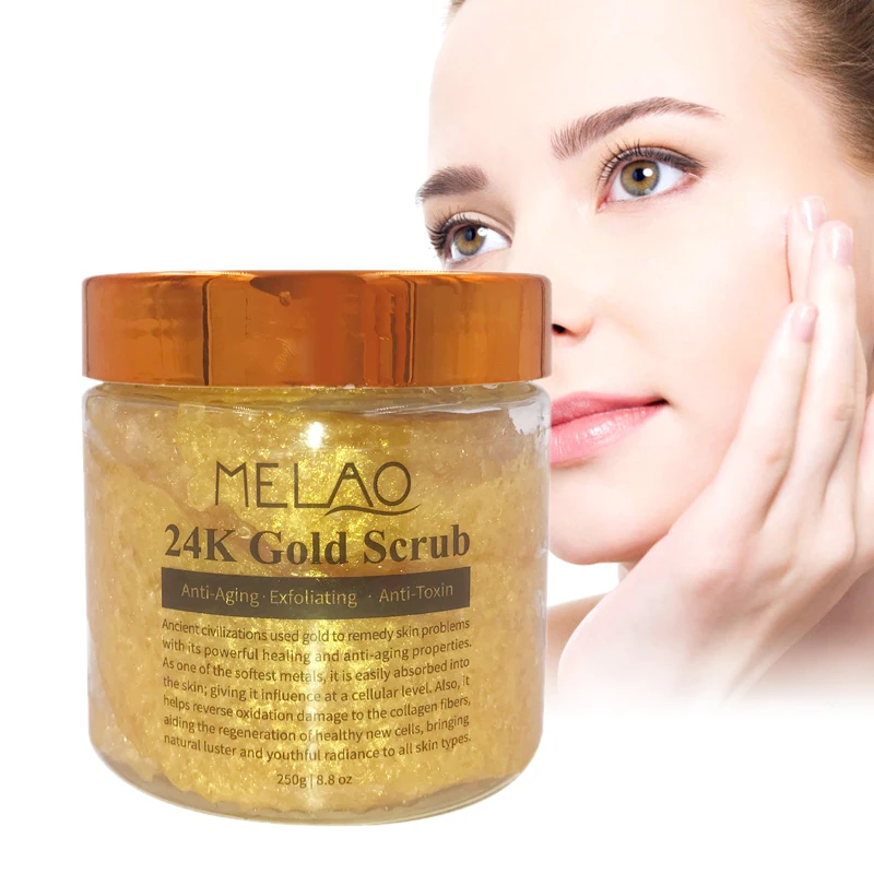 

Anti Aging Private Label 24K Gold Sugar organic face and body exfoliating scrub Deep cleansing