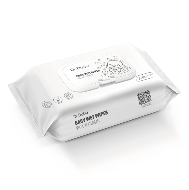 

Wholesale flip top 80 pieces per bag skin care 100% purfied waiter natural wet baby wipes, White