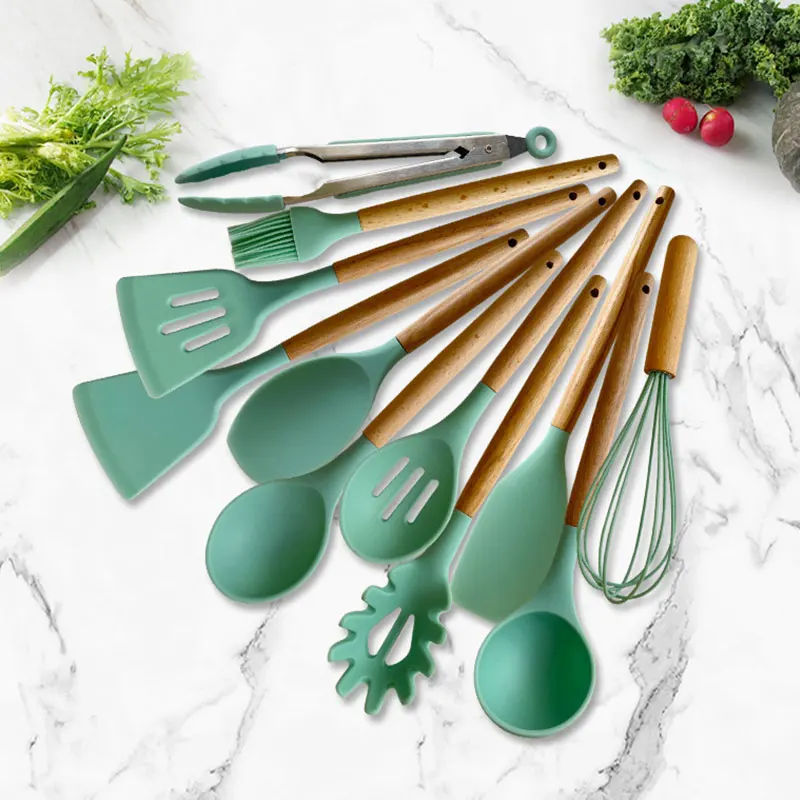 

Promotional 11 Piece Non-Stick Cooking BPA Free Non Toxic Silicone Kitchen Accessories Utensils