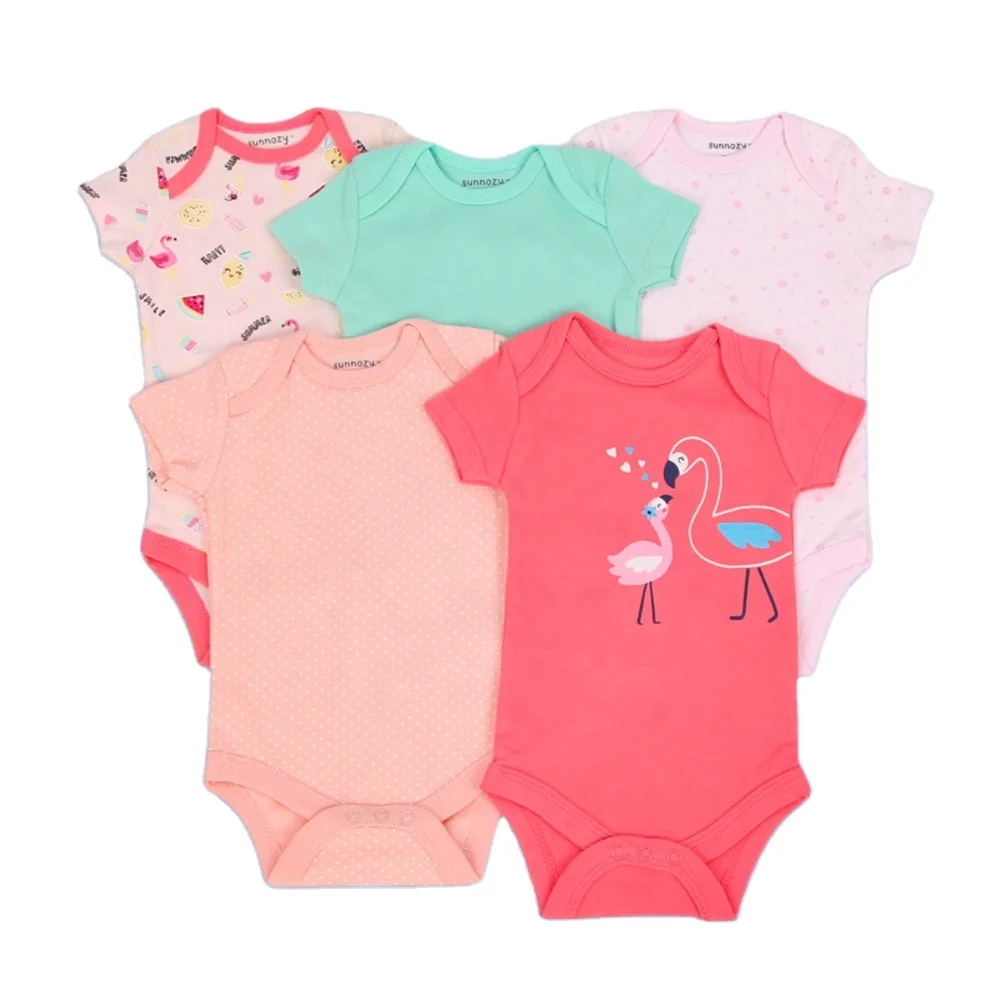 

cute newborn girls bodysuit baby short sleeve cotton 5pcs rompers