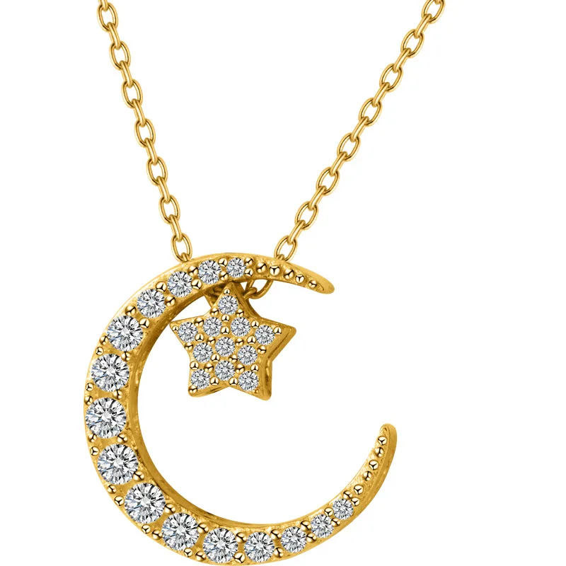 

Golden Moon Sweet Stars 12 Kinds of Flavicle Chains 925 Silver amulet jewelry, Silver/ gold