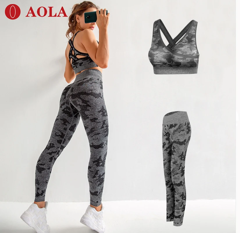 

AOLA yoga ideal sporting wholesale Activewear Compression Sexy Yoga Pants Women Shorts 2 Pieces Set