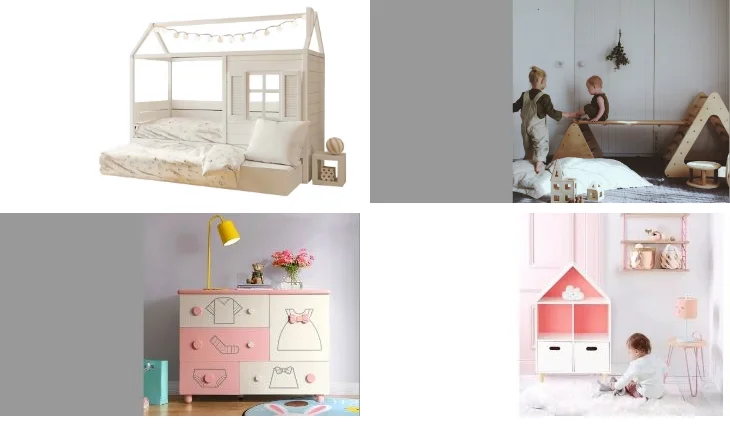 wooden house bed play tent
