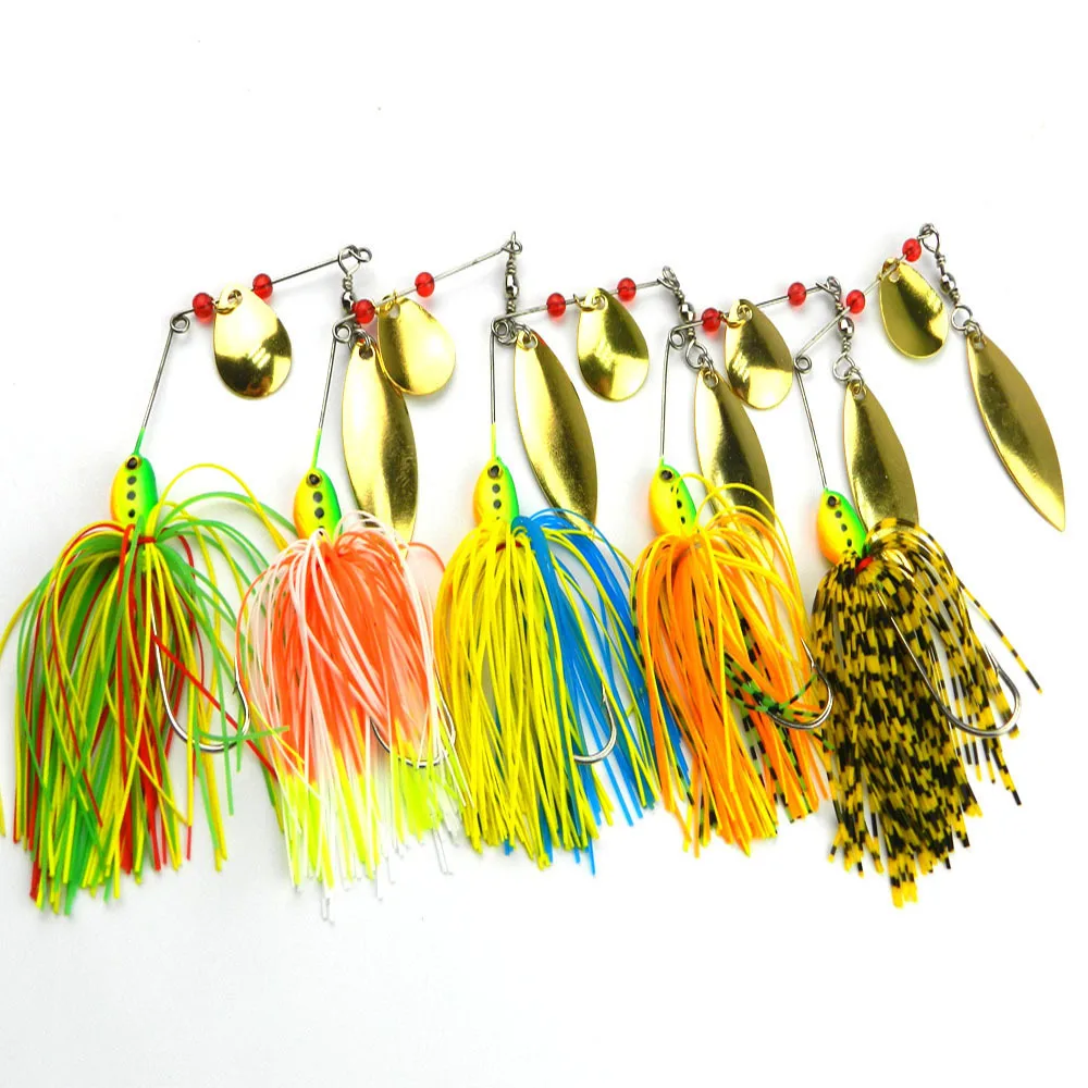 

Jetshark 16.3G 5colors Tassel Sequins Anti-Hanging Bottom Lure Fishing Spinner with Rubber Skirts