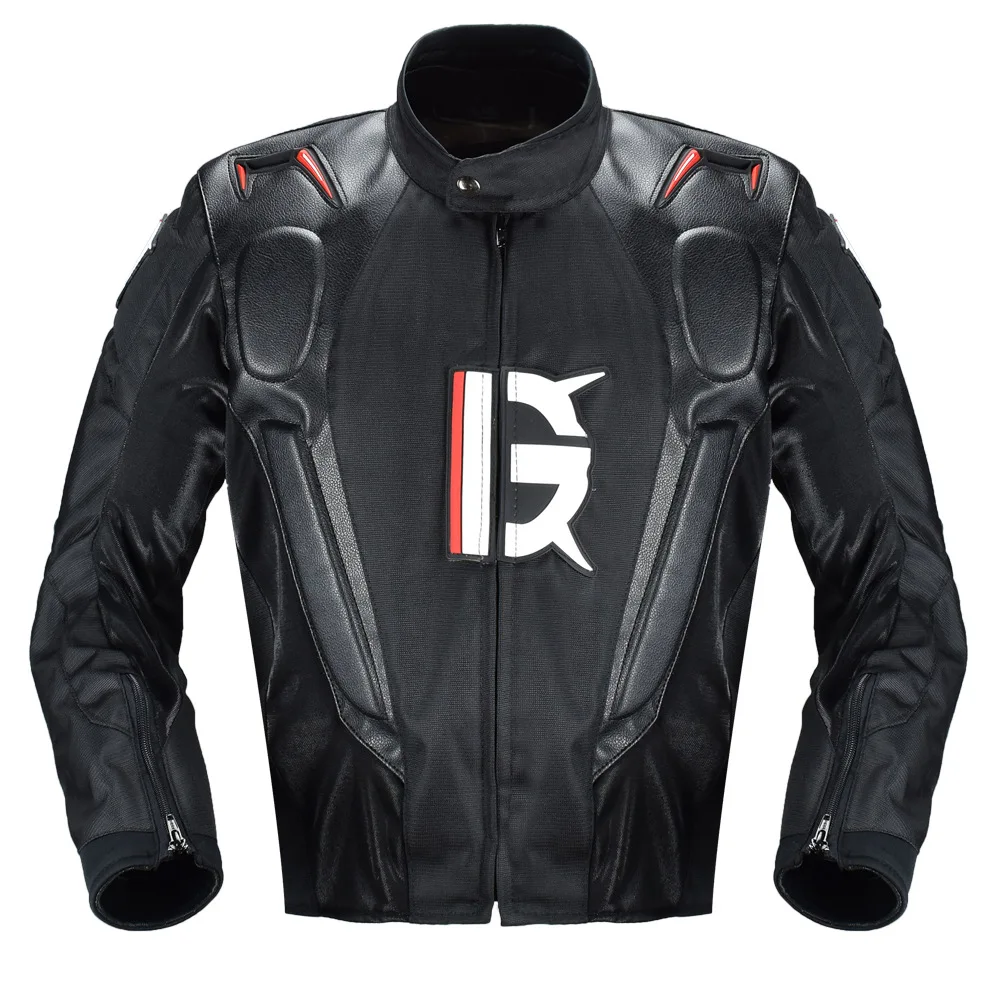 

men fashionable protective embroidery leather pu mesh motobike riding motorcycle racing jacket, Picture
