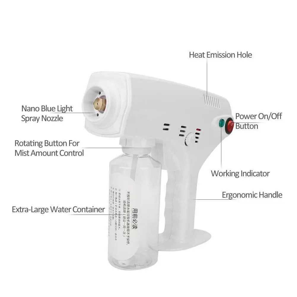 1200w Uv White Appearance Sprayer Gun With Blue Light Portable Smoke