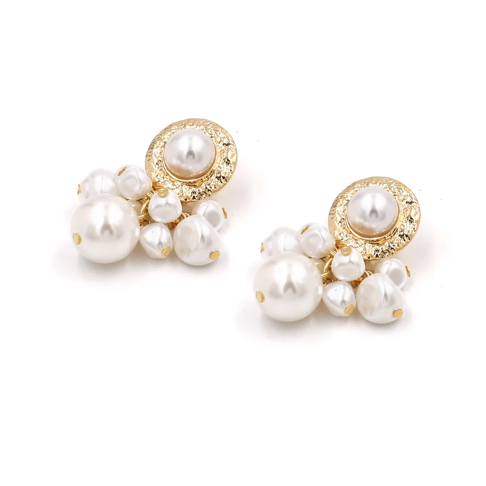 

Fashion gold-plated pearl drop earrings wholesale vintage Luxury women diamond earring for girls, Colorful