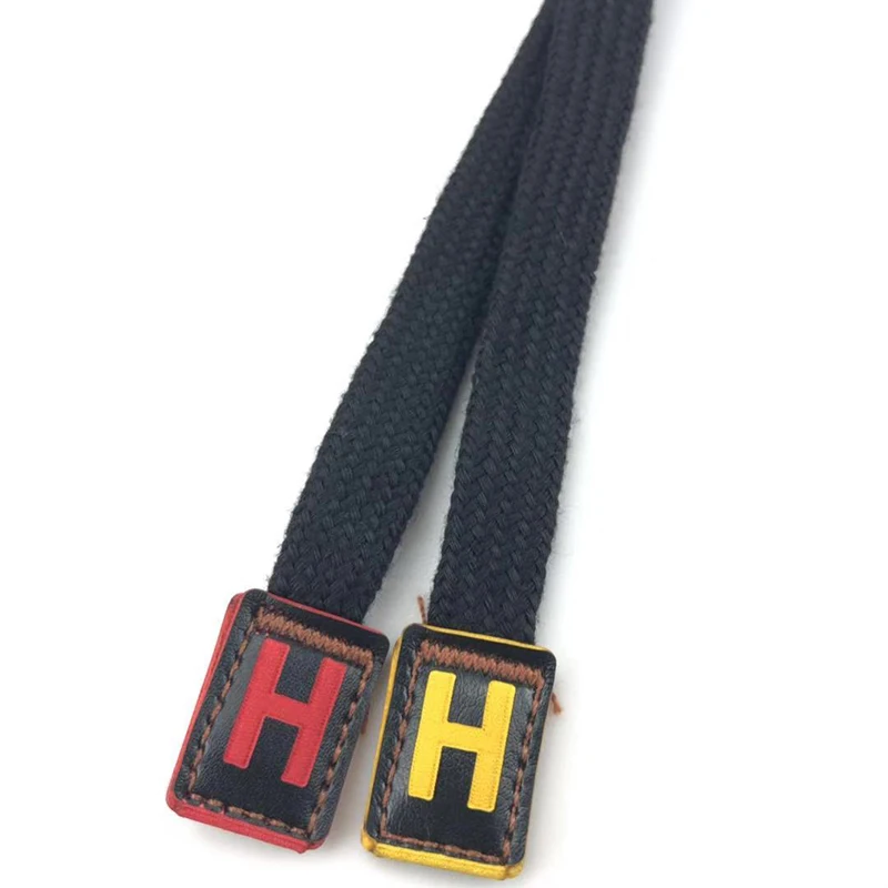 

Cotton Braided Flat Rope With Leather End For Hoodie Shoes Pants, Custom color