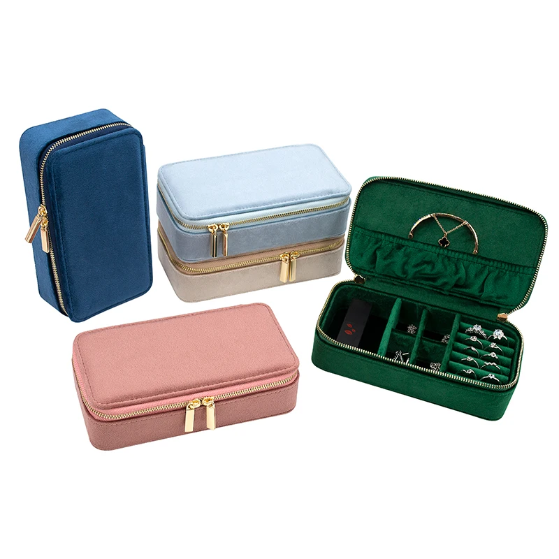 

Stackable Travel Italy Velvet Storage Box Jewellery Organizer Lipstick Jewelry Case, Blue/beige/sky blue/green/pink