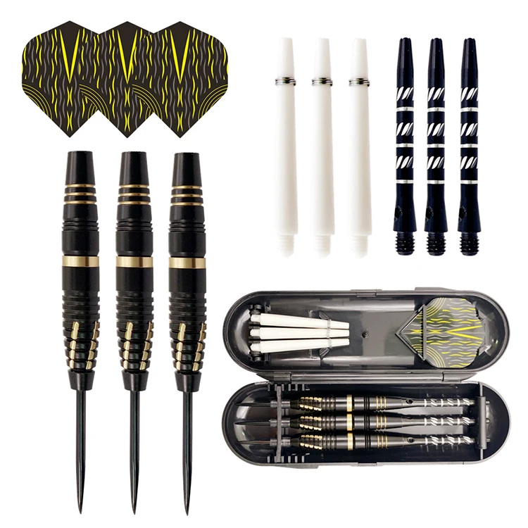 

Darts accessories OEM Logo Indoor Sports Custom Brass Barrel Darts Set Professional Steel Tip Darts, Black