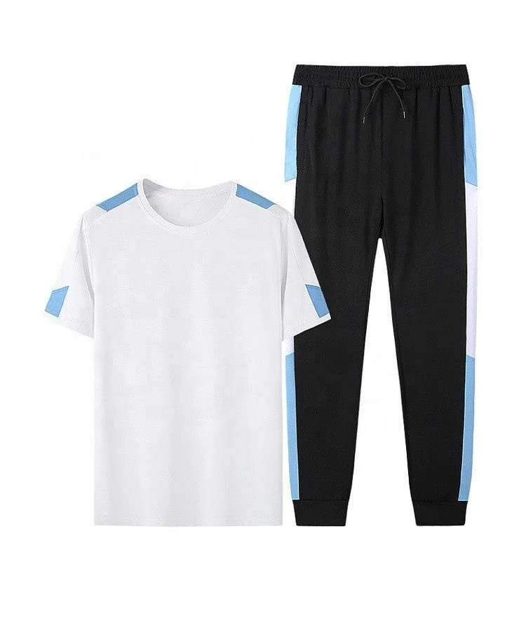 

Summer Coupe's Thin Short Sleeve Sports Suits Solid Color Casual Trouser Suit Casual Outdoor Suit in Stock