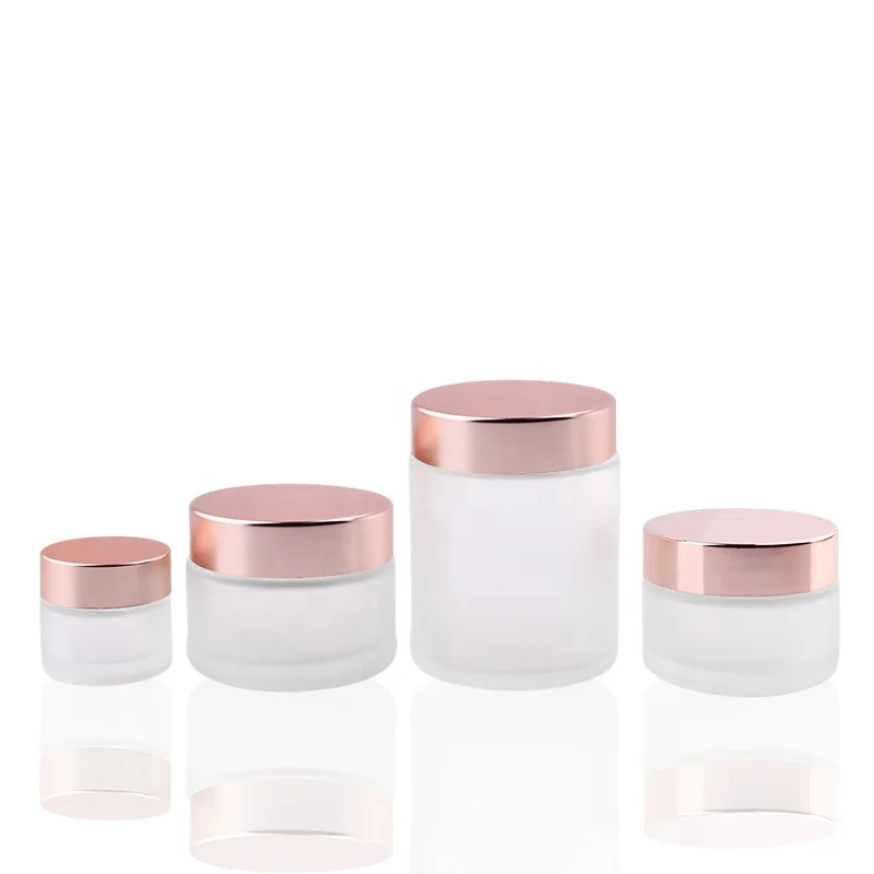 

cosmetic glass jar empty 30g 50g 100g cosmetic frosted matt glass jar glass cream jar with rose gold lid