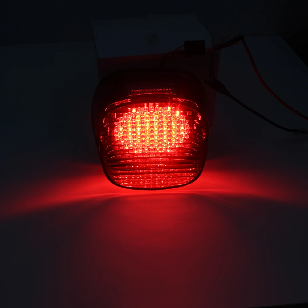 LED Brake Tail Light with White Red Lights 12V Laydown Taillight For Motorcycle Strobing Squareback