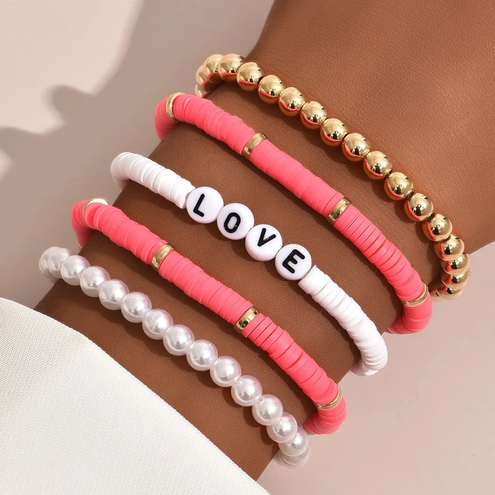 

Fashion white pearl colorful bracelet for women set jewelry wholesale N2106040, As picture