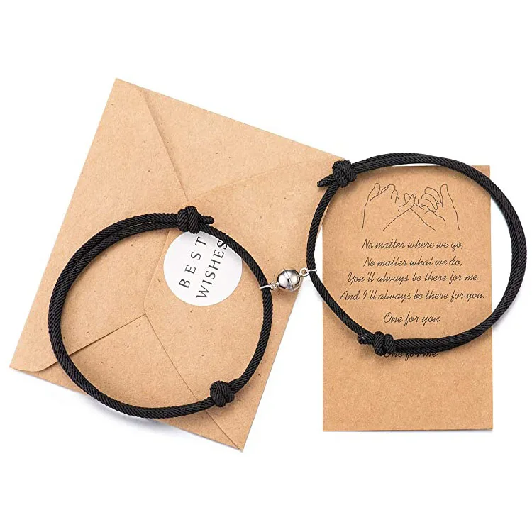 

2021 New Adjustable Braided Rope Bracelet Jewelry Magnetic Couple Bracelet Set Jewelry Gifts for Couple Bestfriend, Picture shows