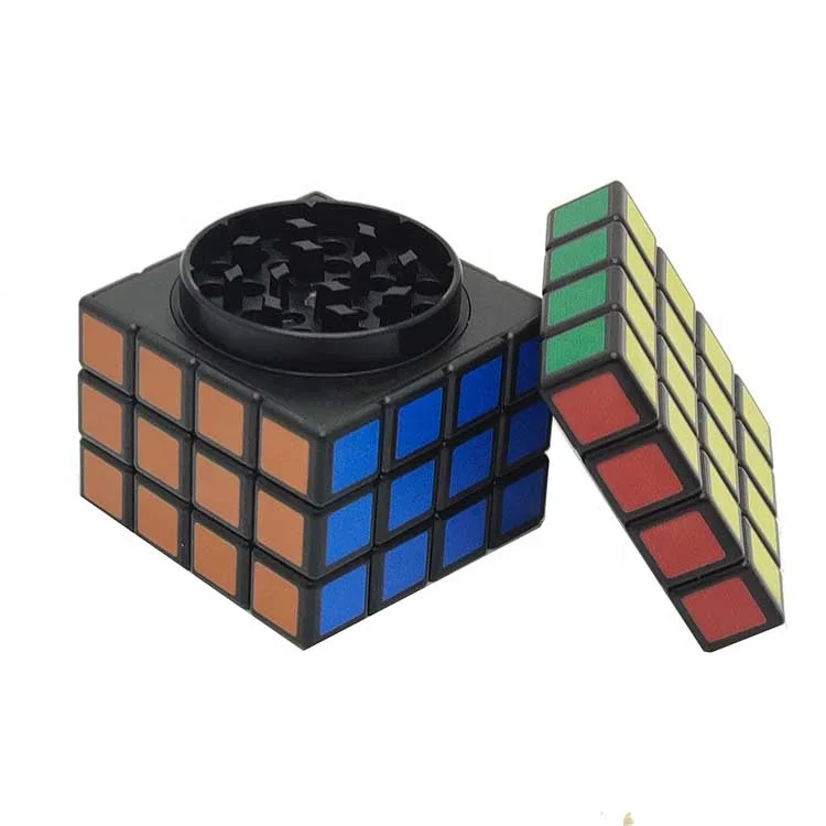 

New Creative Gift Portable Plastic Zinc Cube Shape Herb Grinder Custom Logo Tobacco Grinder Wholesale, Mix colors