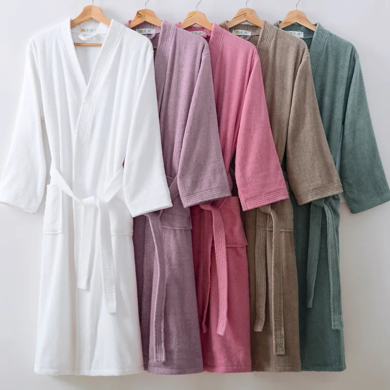 

Hotel Spa Collection Women private label bath robes eco friendly customized spa bathrobe Soft Plush Terry Bath Robe, White