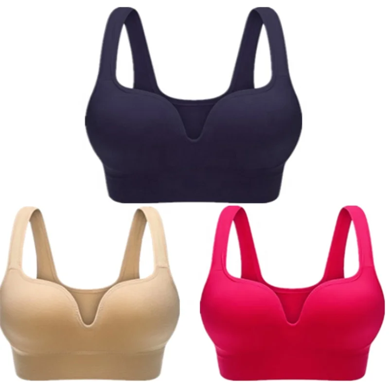 

New Design Breathable Wireless Running Yoga Sleep Women Push Up Sports Bra, Blue,rose red,black,pink,skin