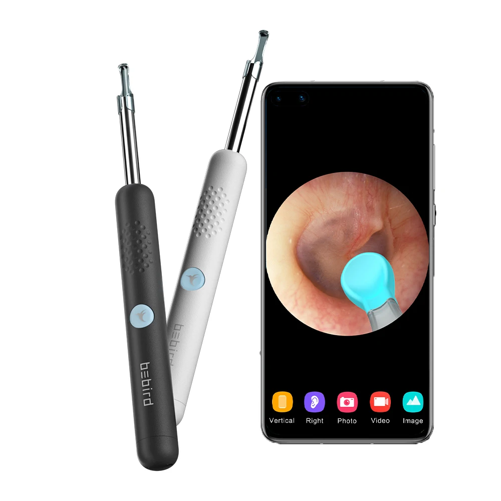 

Bebird wireless ear wax cleaner removal hd visual earwax cleaning tool android camera endoscope, Black, white