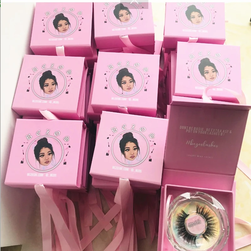 

Wholesale Customize your own logo eyelashes box 3d mink eyelashes with packaging and 5d mink false eyelashes