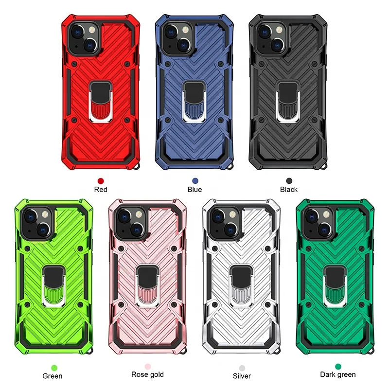 

Hot Sale Military Anti Shock Smart Phone Cover Car Magnetic Ring Kickstand Mobile Phone Case For iPhone 12 13 Pro Max/12 13 Mini, Black, red, rose gold, silver, army green, blue, green