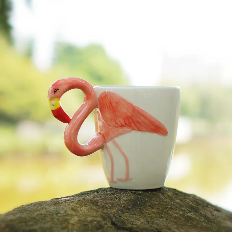 

fashion nice price animal mug custom ceramic natural stone marble flamingo coffee cup