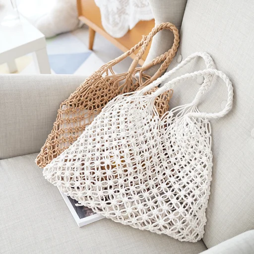 

Weaving bag female ins mesh bag fish mesh one-shoulder hollow-out straw woven bag beach vacation summer, Customized color