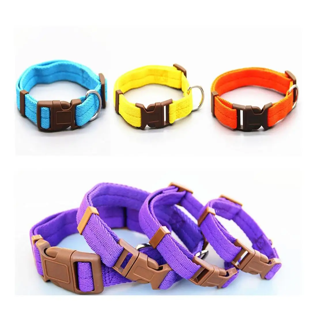 

Pet Dog Collar Classic Solid Basic Polyester Nylon Dog Collar With Quick Snap Buckle Optional Pull Rope 7 Colors