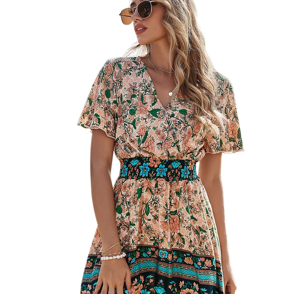 

DR88013 2021 new latest beautiful dresses woman formal bulk boho beach dress for woman