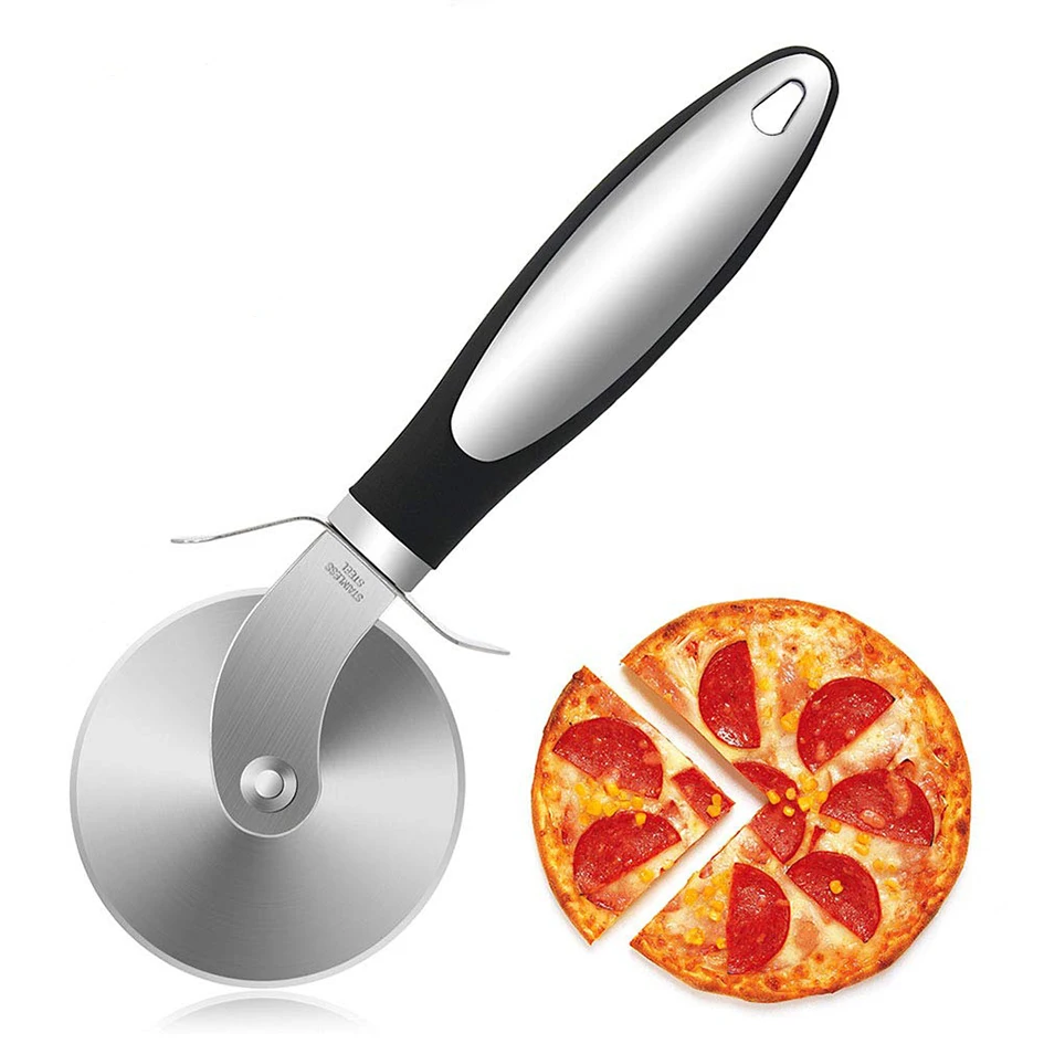 

Stainless Steel With Non Slip Handle Pizza Cutter Wheel, Black
