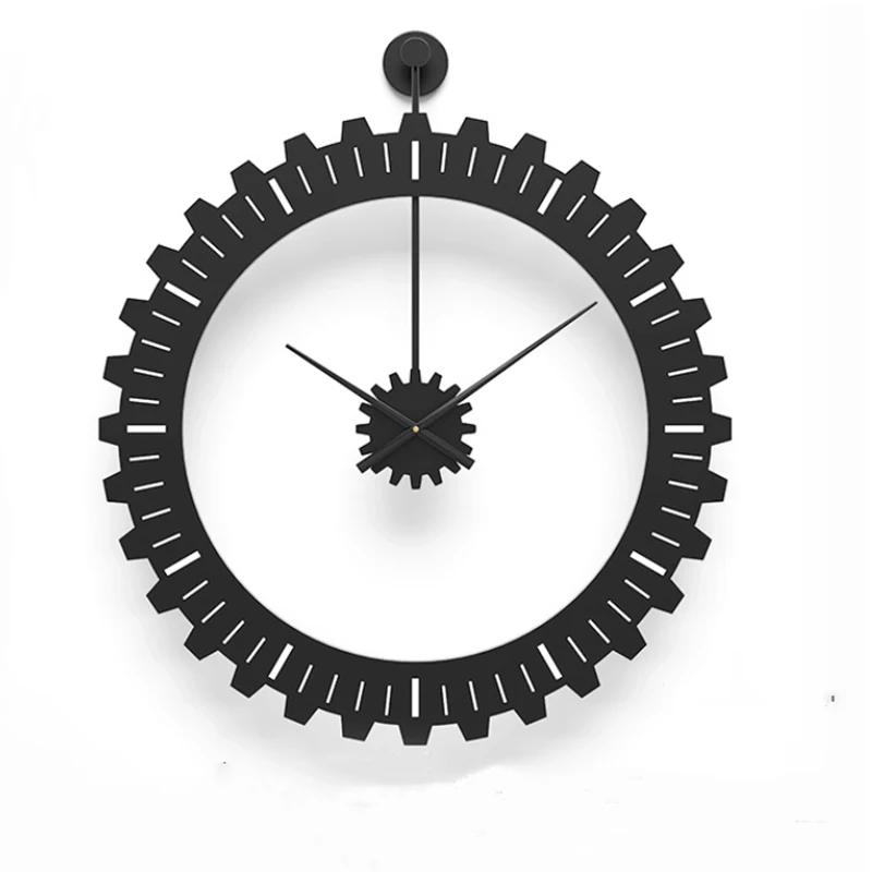

20" Black Nordic Creative Home Hanging Gear Clock Indoor Decor Art Clock for Living Room Bedroom