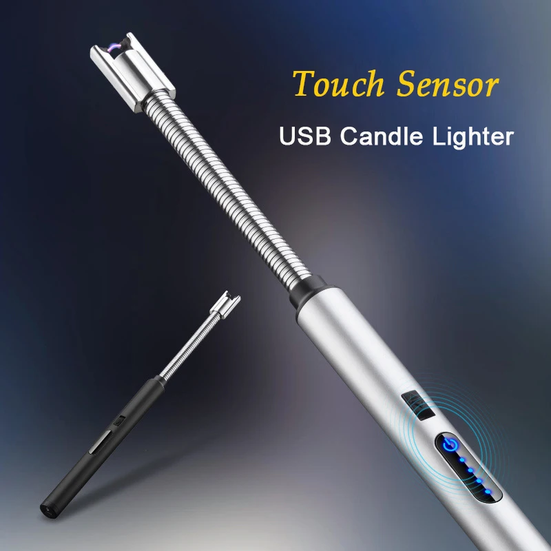 360 Flexible Long Neck Plasma Electric Arc Lighters with touch screen switch and LED Battery Display