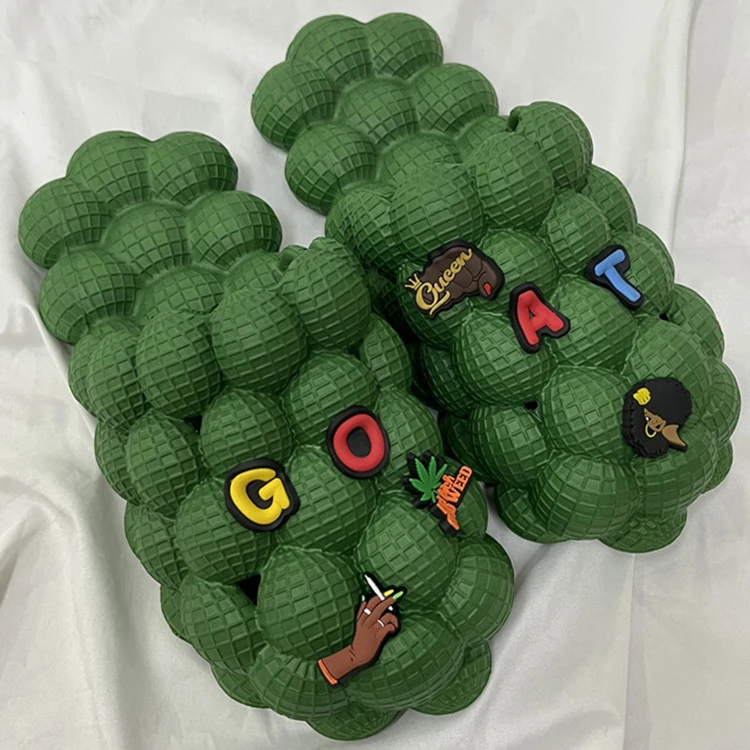 

Summer Fashion Waterproof Bubble Slippers with shoe charms Flip Flop Massage Bottom Sandals Men Eva Bubble Slides For Women, Customized color