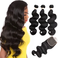 

Ainizi Factory price high quality brazilian remy virgin human hair 9A hair bundles with hair closure combination