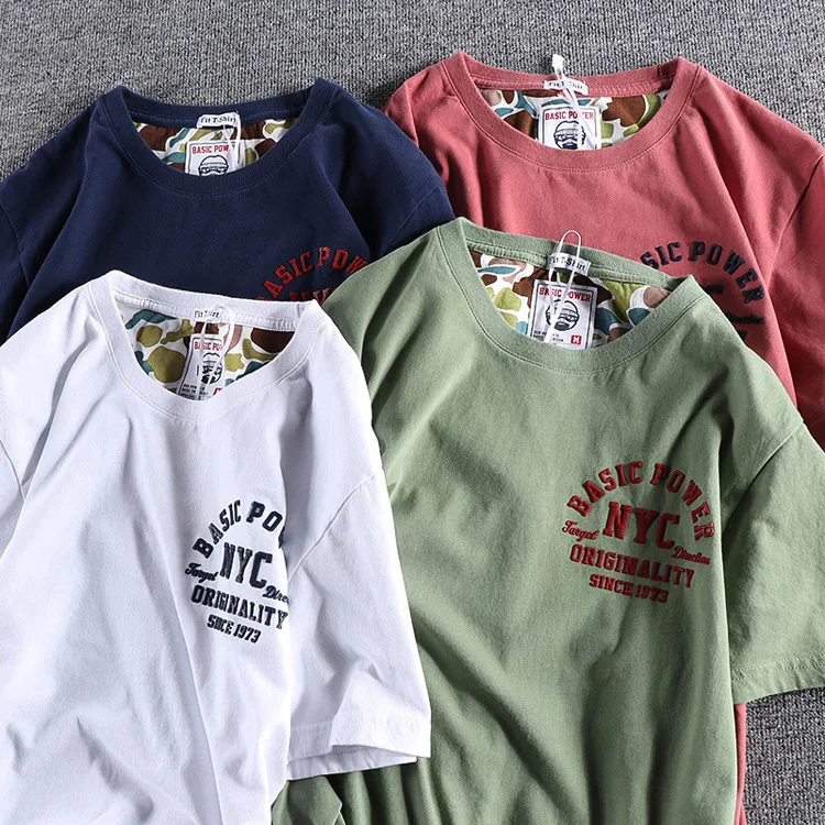 

J&H fashion high quality 100% cotton tshirt with 3d silicone heat transfer logo men fashion streetwear, 4 color as picture