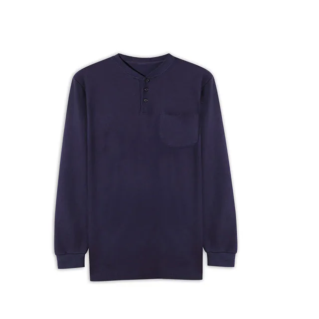 

henly style flame resistant shirts with three button front, Navy