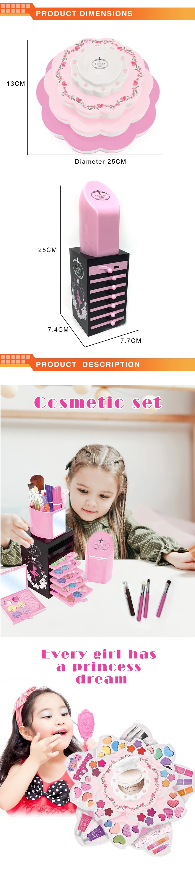 Amazon Hot sale novelty pretend play toys kids girls real make up set