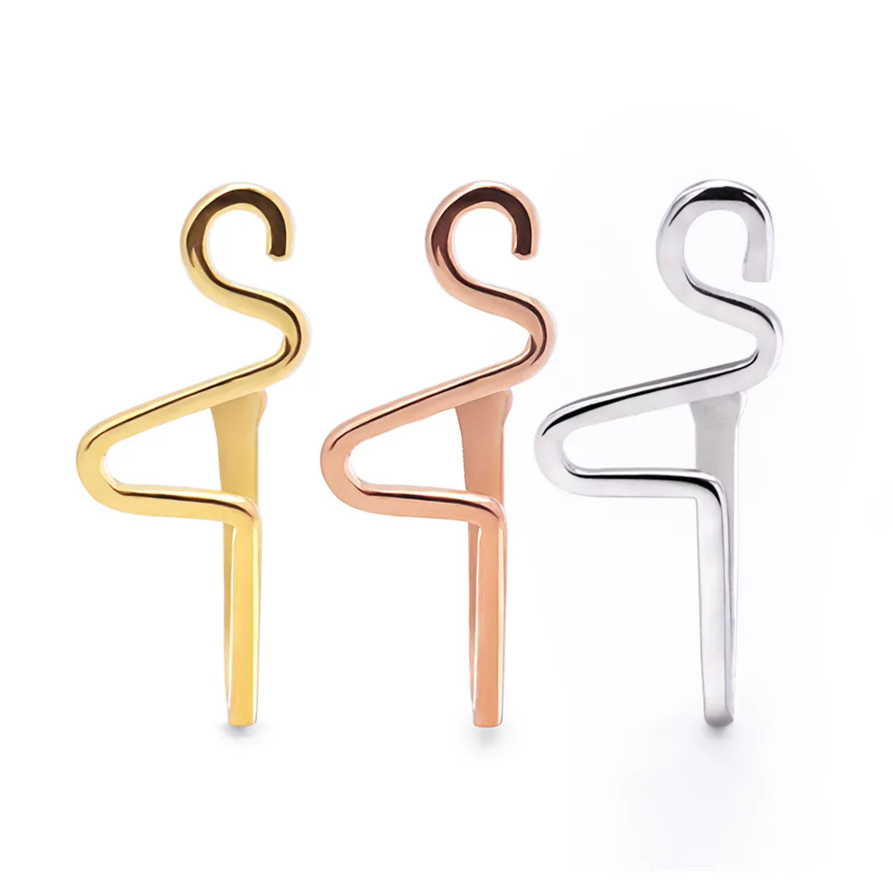 

1PCS Original Copper Wire Nose Cuff Ring Ear Clip Body Jewelry For Women Man Spiral Fake Nose Piercing, Silver/gold/rose gold