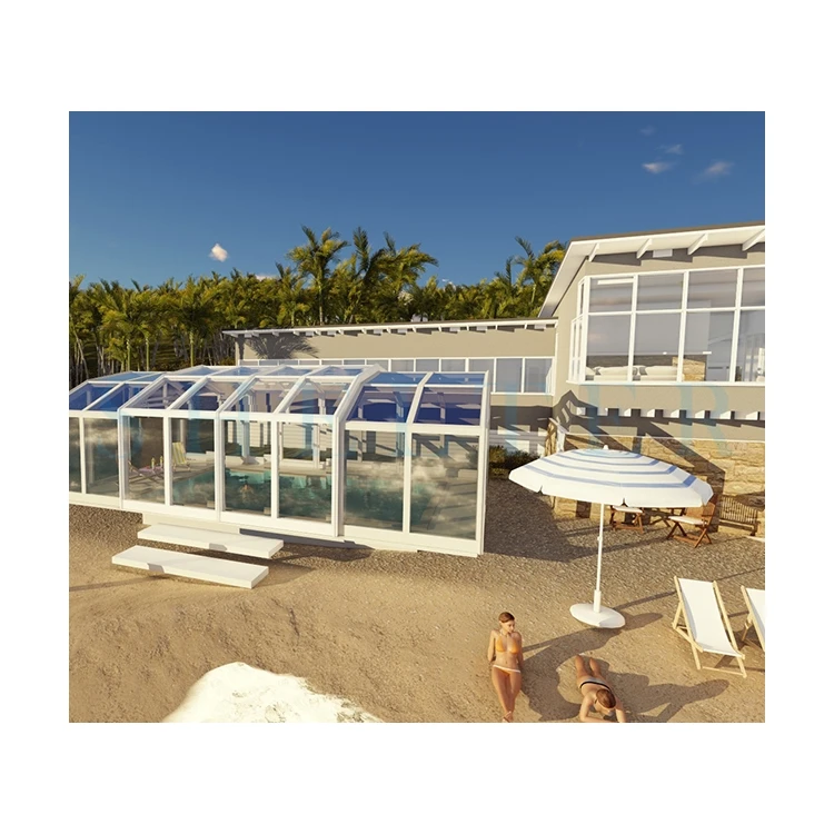 Outdoor Retractable Pool Swim Cover, Polycarbonate Arch Roof Enclosures