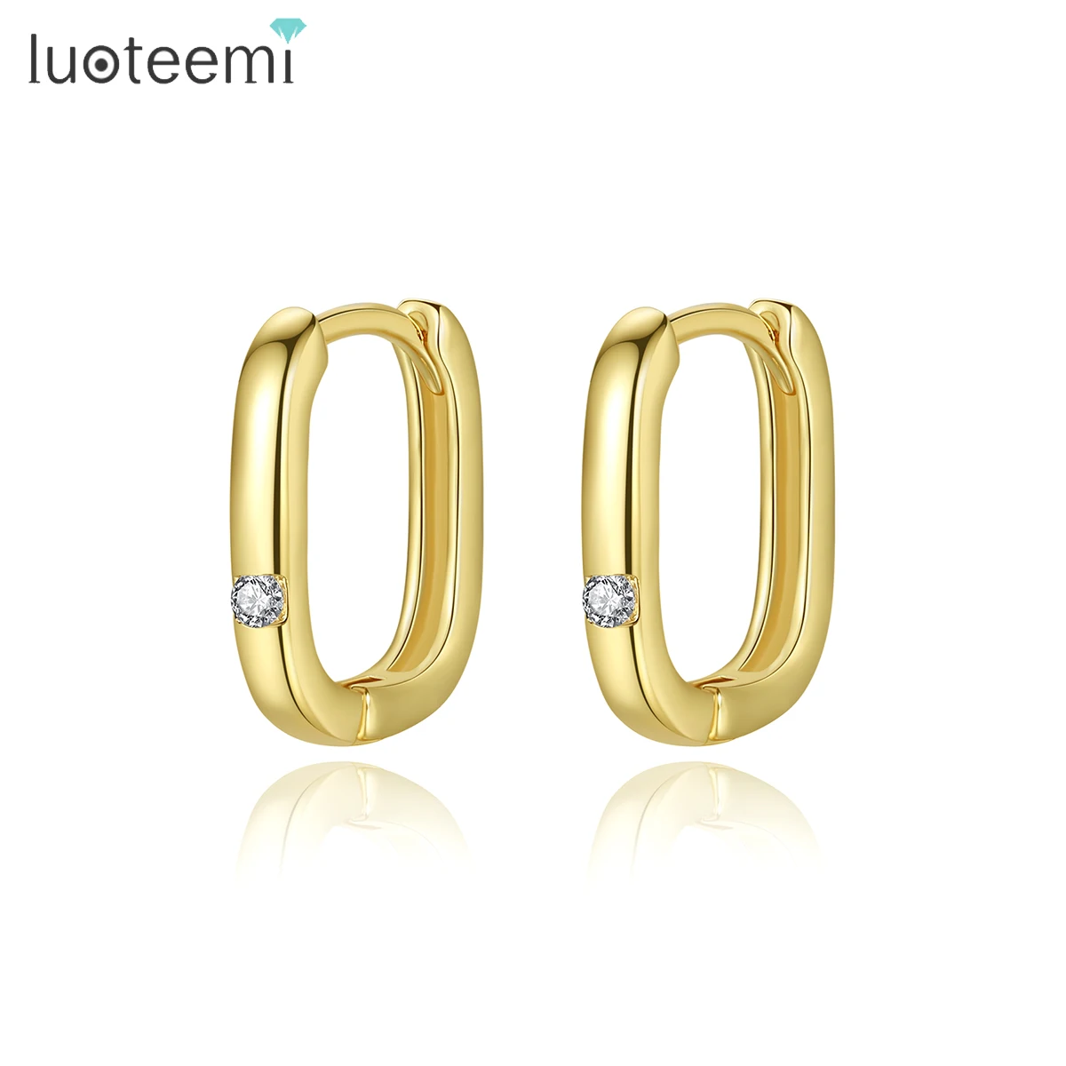 

LUOTEEMI Woman Huggie Hoop 2023 Gold Jewelry Thick Earing Plated Hot Sale Fashion Jewellery Earring