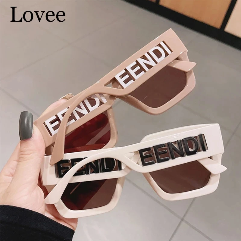 

2022 Fashion Square oversized glasses Women square Luxury Brand Hollow Letters Glasses Mens Shades Big Frame Eyewear, Picture