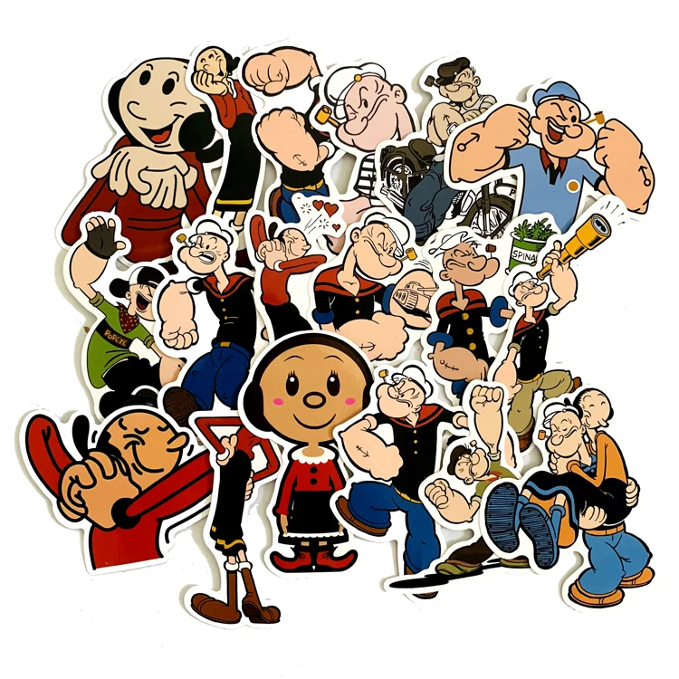 

18PCS Popeye the Sailor Waterproof Vinyl Cartoon Anime Sticker Packs for Children Woman Water bottle, Multiple colour