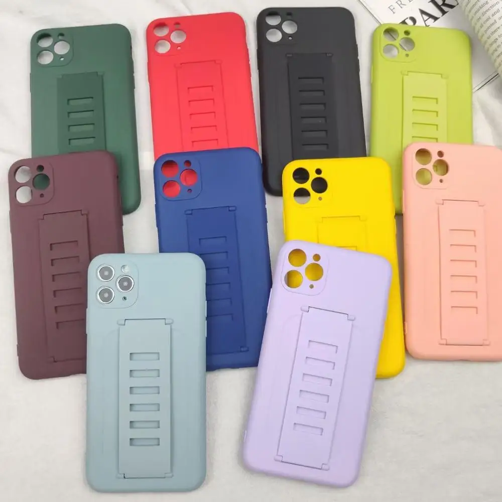 

For iphone 12 mini Pro Max Silicone Back Strap Mobile Phone Case Pouch Grip Ring Holder with Camera Protection Back Cover