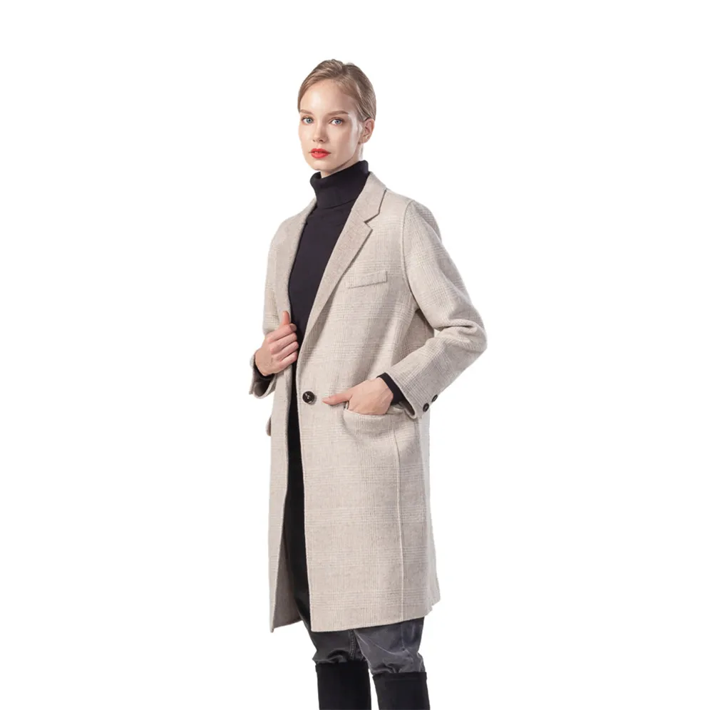 

Womens Fashion Latest 2021 warm Double Face 100% Wool Coat Women Long Coat Wool Cashmere Wool Blend Coat for Female, Beige